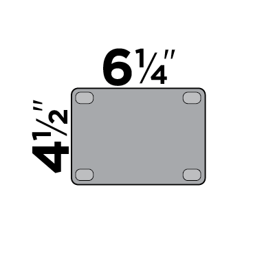 four and one half inch by six and one quarter inch top plate